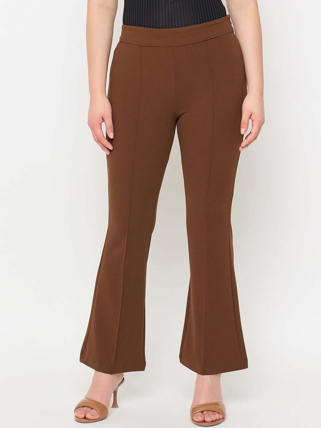 Madame Coffee Brown Flared Trousers color swatch