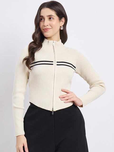 Madame Designer Stripes Beige Knit Top