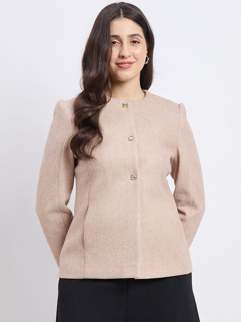 Madame Panelled Dark Beige Short Coat