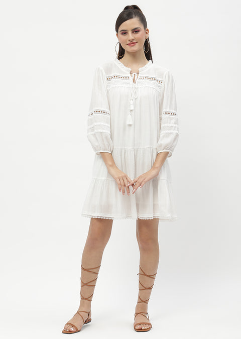 Madame Puff Sleeve Off-White Dress