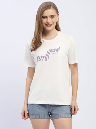 Madame Typography White Regular T-Shirt