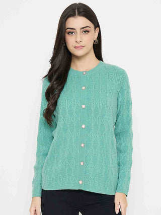 Madame Cable Knit Sea Green Cardigan