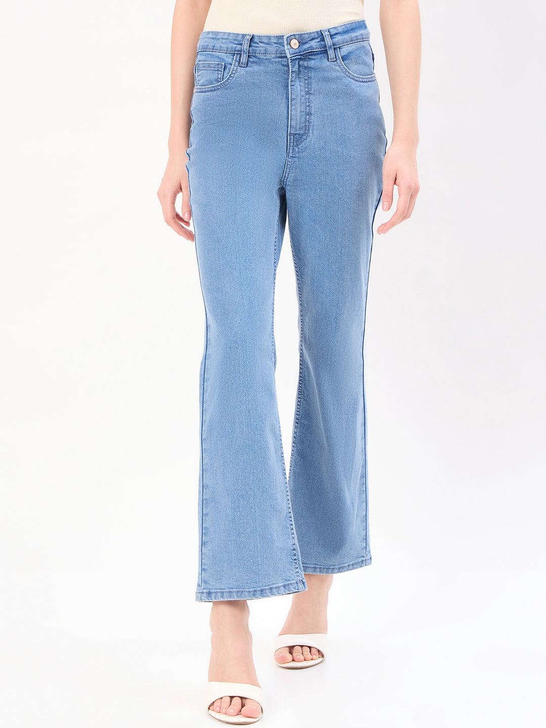 Madame Mid Blue Cotton Flared Fit Jeans color swatch