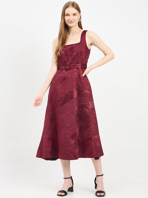 Madame Solid Maroon Dress