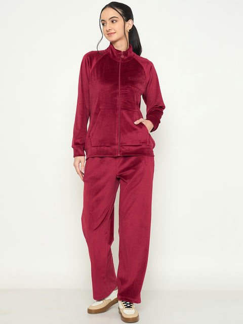 mSECRET Maroon Mock Neck Night Suit
