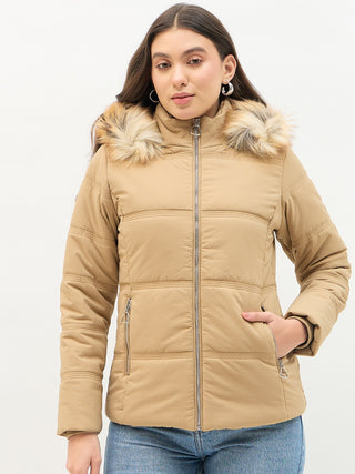 Madame Faux Fur Khaki Puffer Jacket