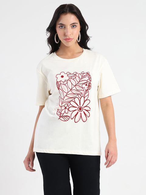 Madame Graphic Flock Print Off-White Sinker T-shirt