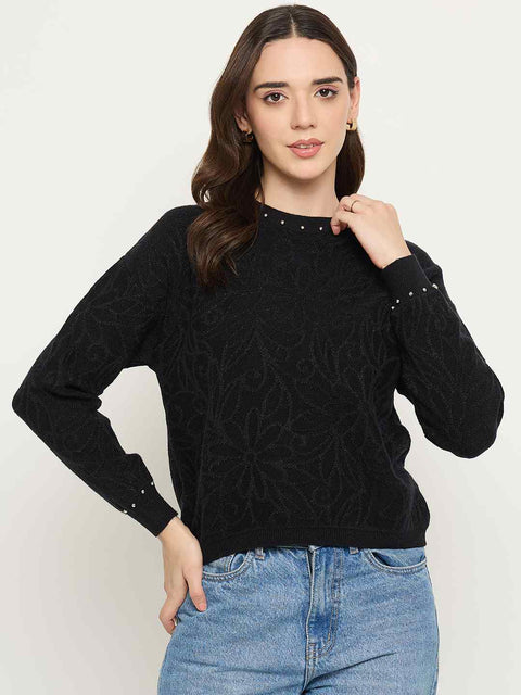 Madame Embellished Black Sweater