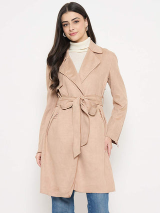 Madame Belted Camel Brown Long Trench Coat