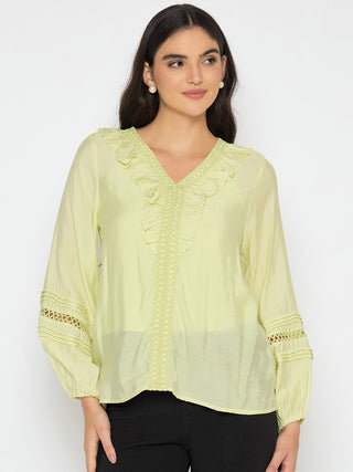 Madame Frill Neck Cool Matcha Viscose Blend Top