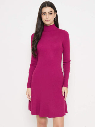 Madame A-Line Viscose Magenta Mini Dress
