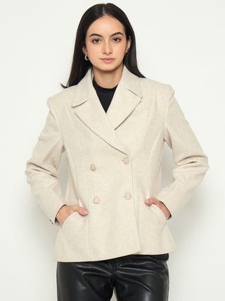 Madame Notch Lapel Beige Coat