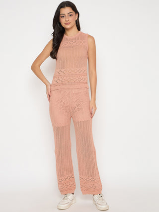 Madame Cotton Top and Bottom Rosewood Pink  Knitted Co-ord Set