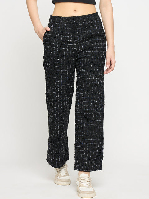 Madame Black and Blue Texture Tweed Trousers