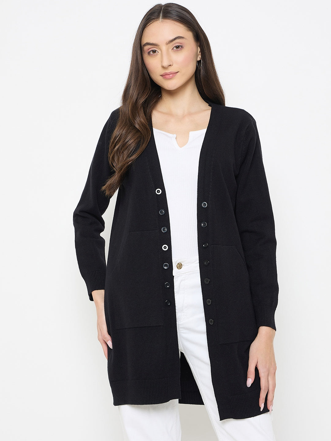 Madame Black Knit Long Shrug color swatch