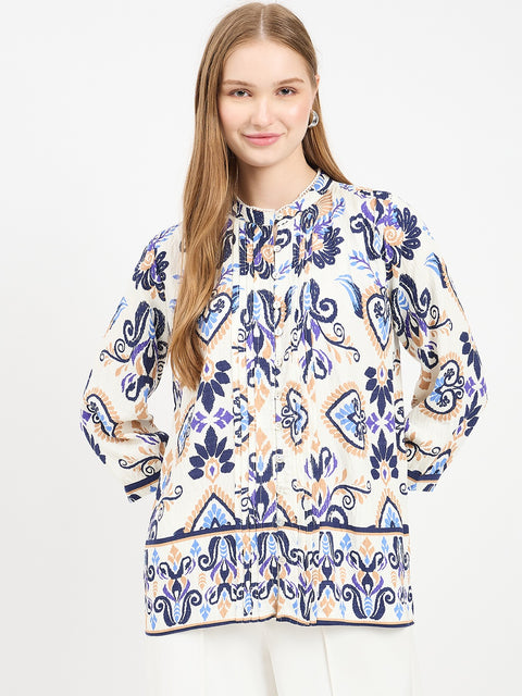 Madame Printed Off White Tunic