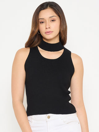 Madame mock Neck Tank Knit crop Top