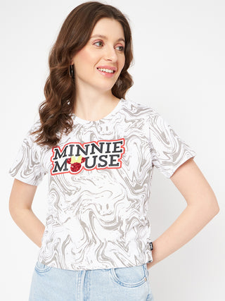 Madame Front and Back Disney Printed Cotton White T-Shirt