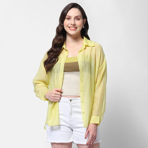 Madame Semi Sheer Lime Women Shirt