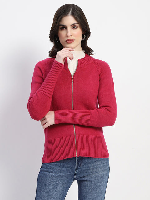 Madame Knit Fuschia Mock Neck Sweater