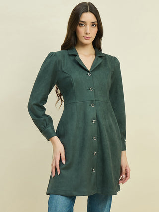 Madame Solid Green Blazer Dress