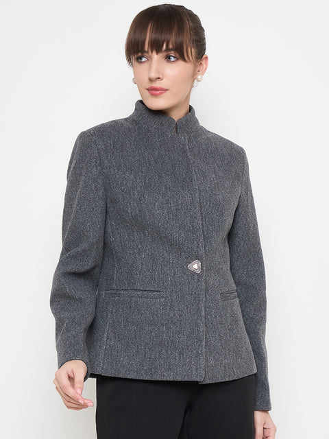 Madame Mélange Button Detailed Anthra Short Coat
