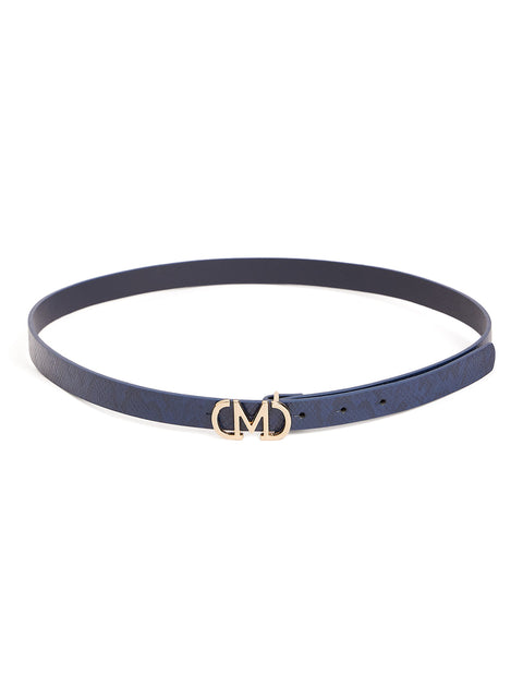 Madame Light Gold M-Shaped Buckle Blue Belt