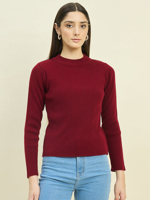 Madame Solid Maroon Mock Neck Skeeve