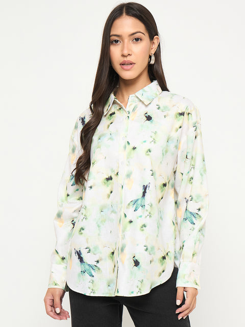 Madame All Over Botanical Print Lemon Yellow Shirt