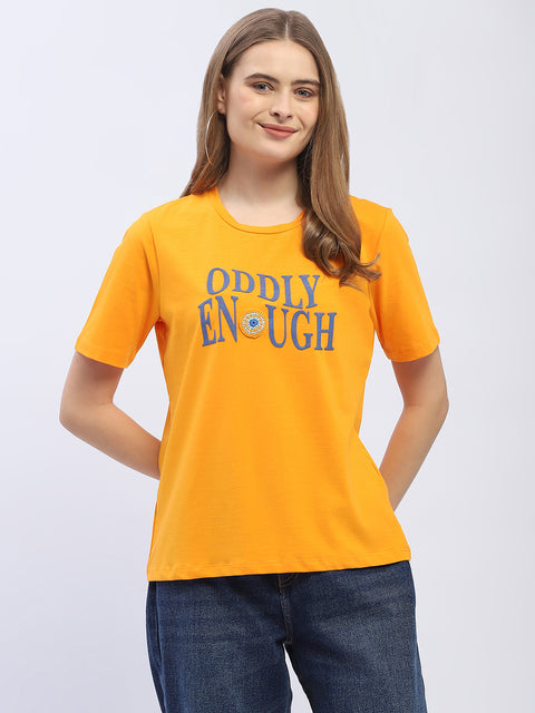 Madame Typography Orange Regular T-Shirt