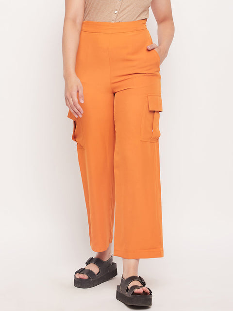 Madame Orange Zipped Cargo Pants