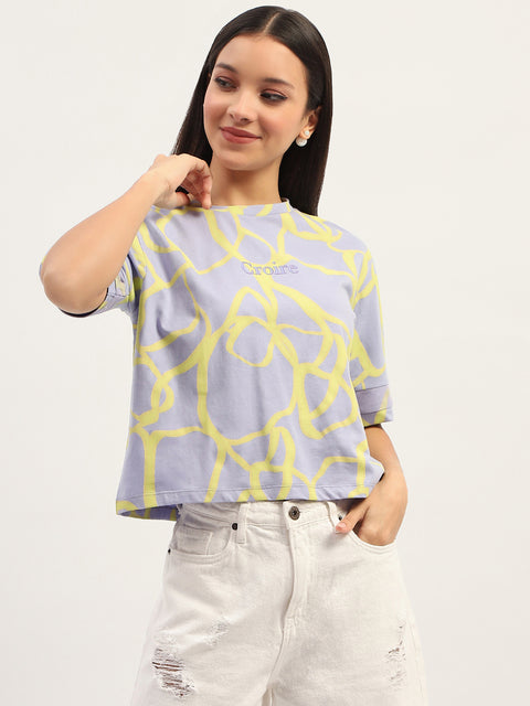 Madame Tie Dye Typography Adorned Cotton Mauve T-Shirt