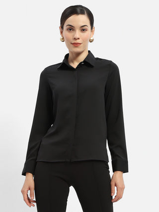 Madame Solid Black Regular Shirt