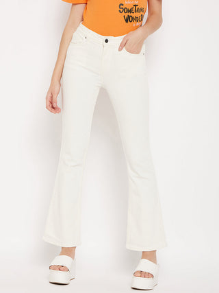 Madame Mid-Rise Flared White Jeans