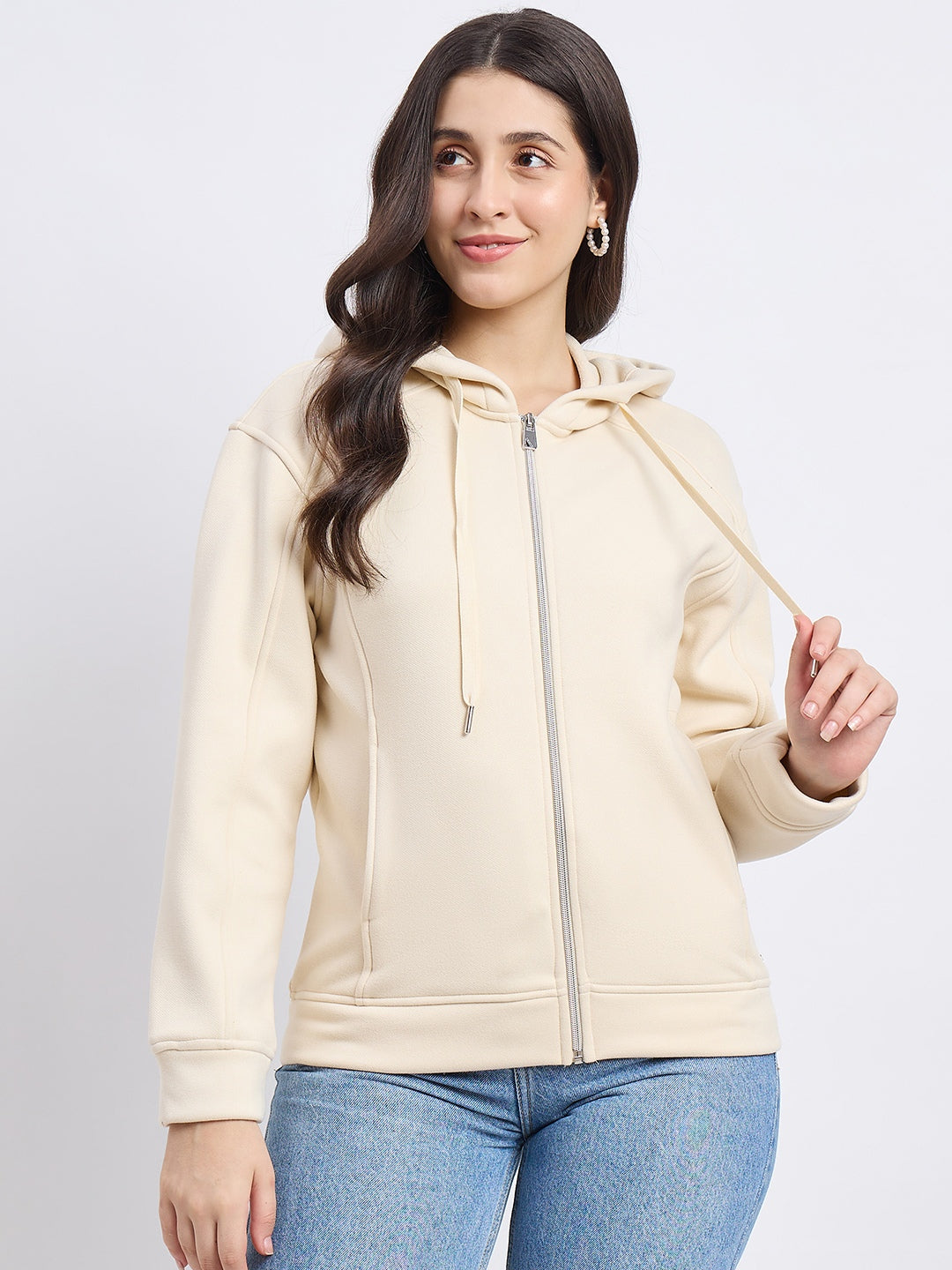 Madame Solid Cream Sweatshirt color swatch