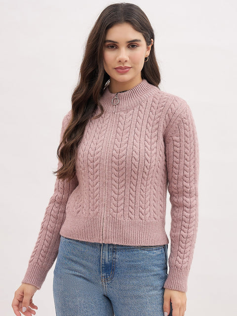 Madame Mauve Fancy Zipper Sweater