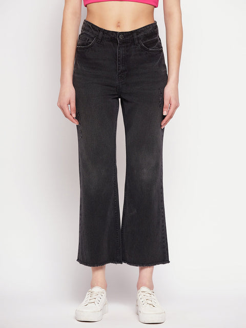 Madame Distressed Hem Black Denim