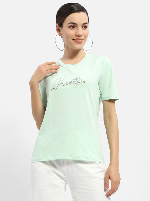 Madame Typography Mint Crew Neck T-Shirt