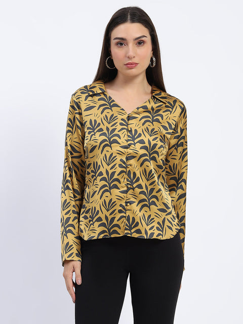 Madame Golden Leaf Print Shirt