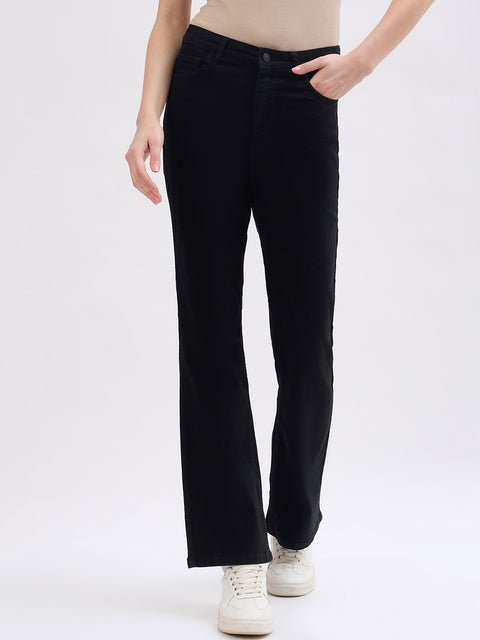 Madame Black Flared Fit Cotton Jeans