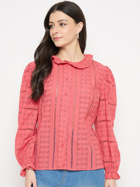 Madame Coral Cotton Lace Fabric Top