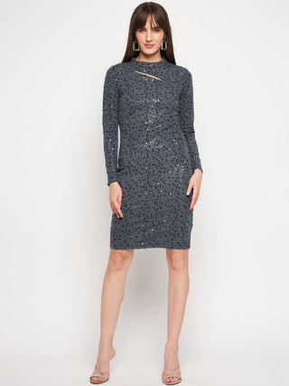 Madame Embellished Grey Bodycon Dress