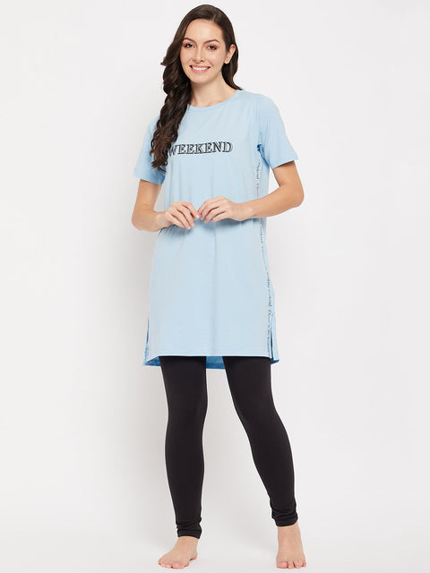 mSECRET Sky Cotton Typography 2 pc Nightsuit