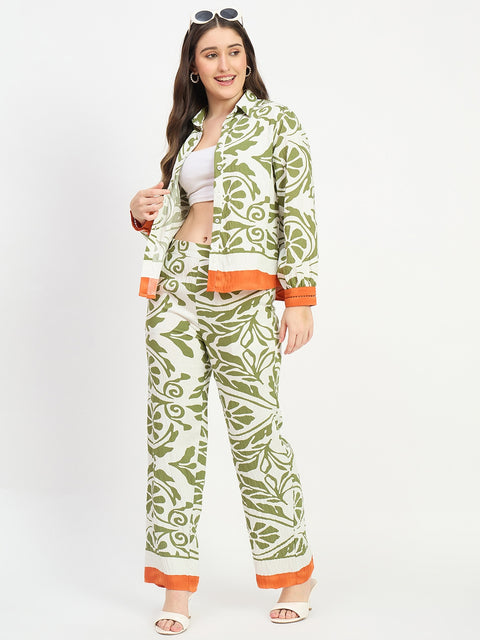 Madame Green Printed Rayon Blend Co-ord Set