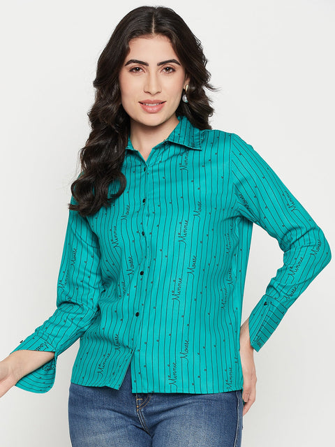 Madame Disney Printed Green Shirt