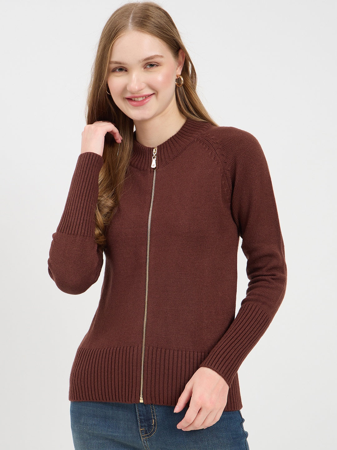 Madame Chocolate Brown Crew Neck Sweater color swatch