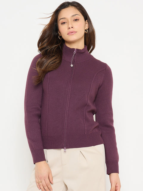 Madame Mock Neck Purple Sweater