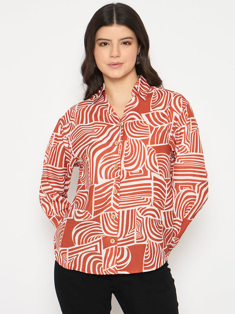Madame All Over Print Rust Orange Shirt