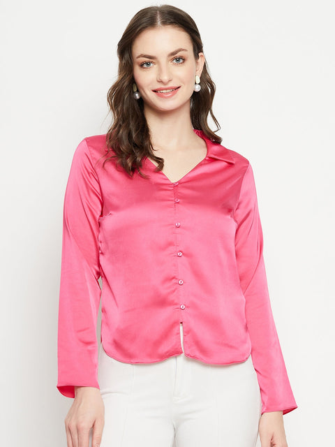 Madame Hot-Pink Satin Shirt