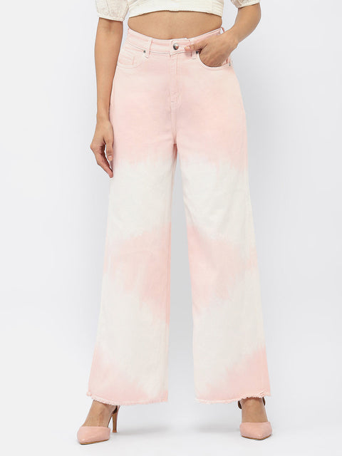 Madame Tie-Dye Pink Wide Leg Jeans